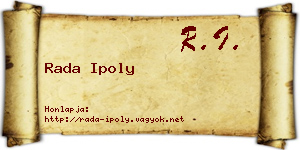 Rada Ipoly névjegykártya